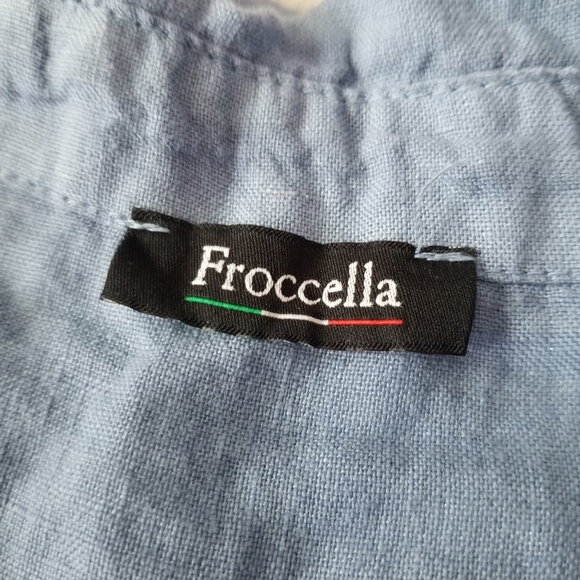 🇮🇹 FROCCELLA 100% Linen Floral Tie-Front Top One Size - Picture 8 of 11